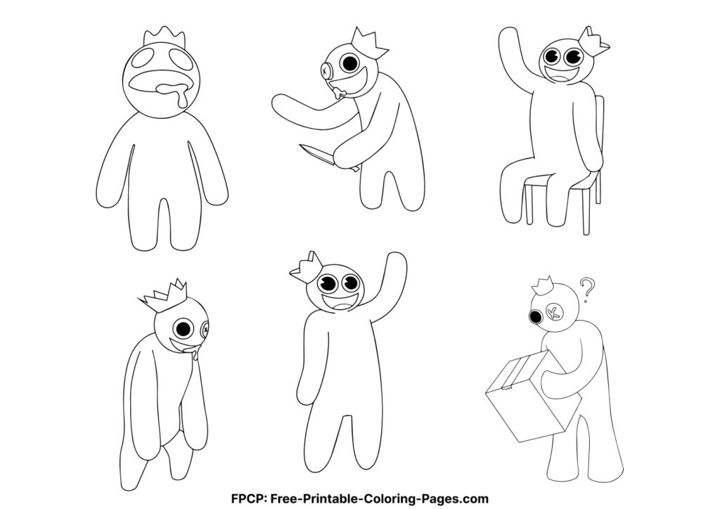 Rainbow Friends Blue coloring pages